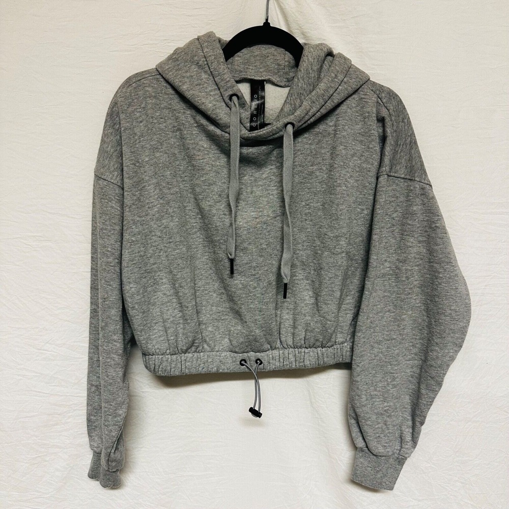 Coreio Cropped Pull Over Hoodie Women Size 2XL Gray Thick Warm‎ Active Gym Yoga